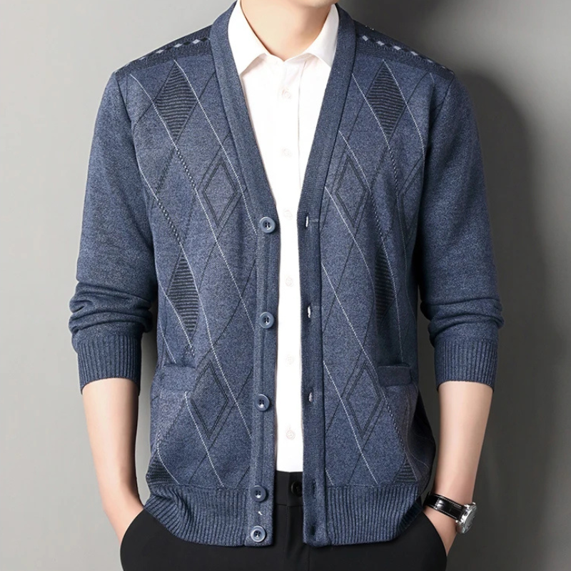 Argyle Knit Cardigan Old Money