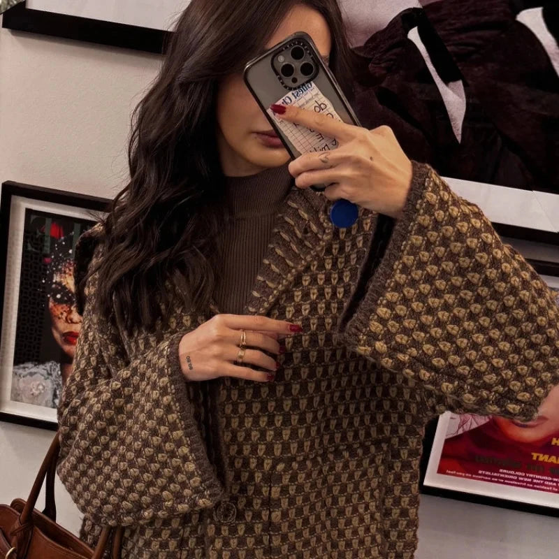 Argyle Knit Swing Jacket Old Money