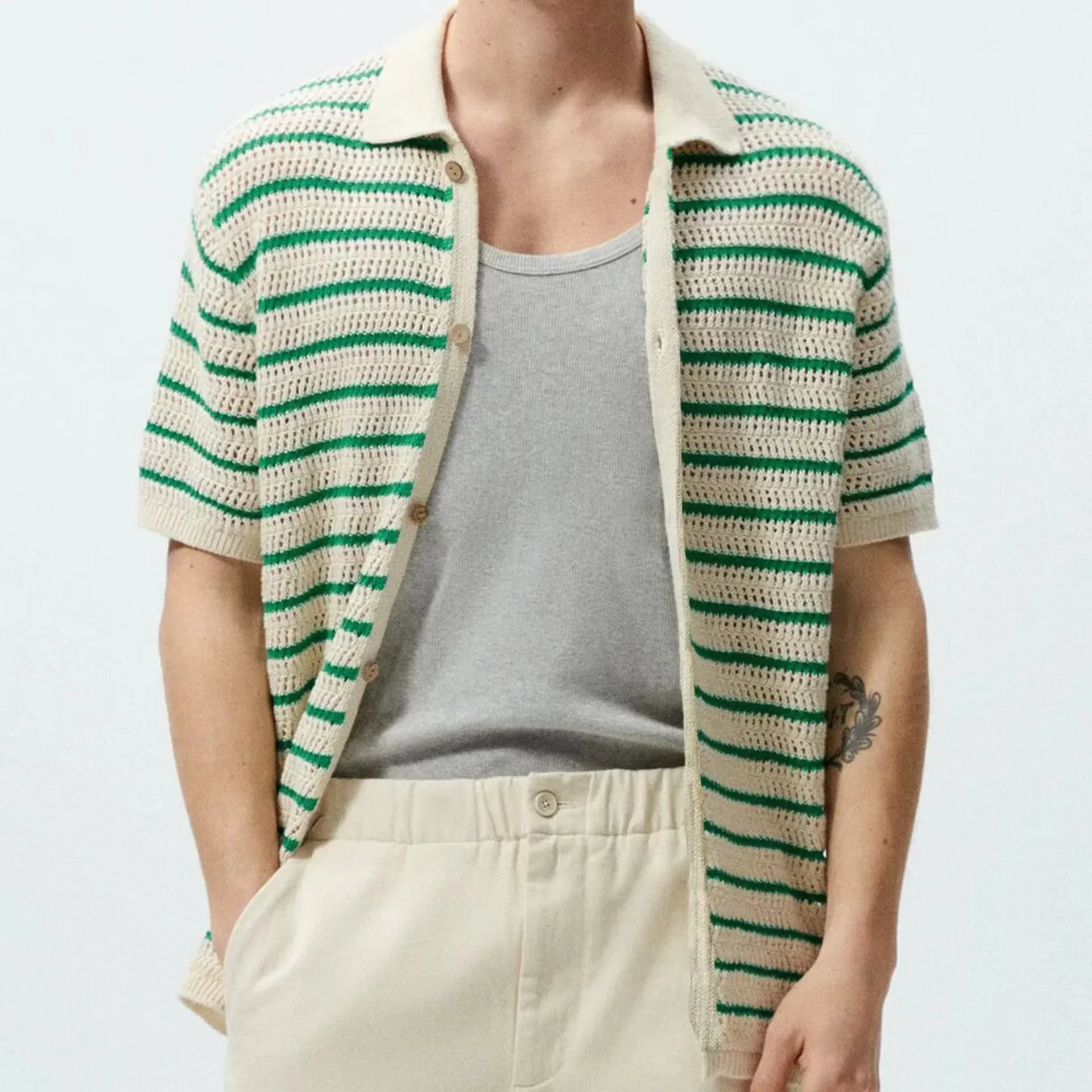 Breeze Knit Striped Polo Shirt Real Old Money