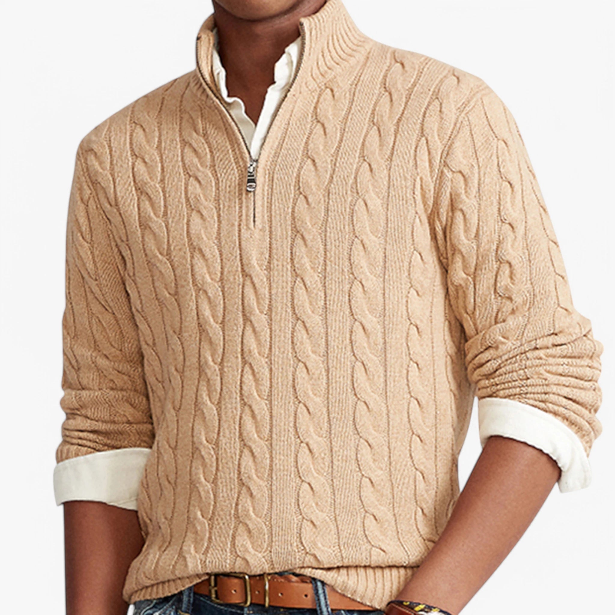 Cable Knit Half-Zip Sweater ROM