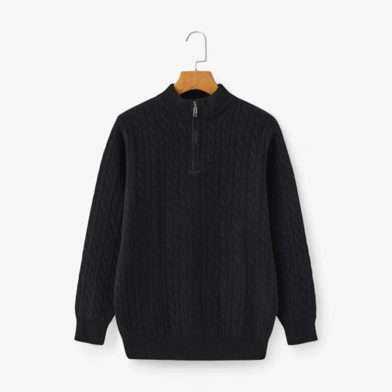 Cashmere Woven Half-Zip Pullover Real Old Money