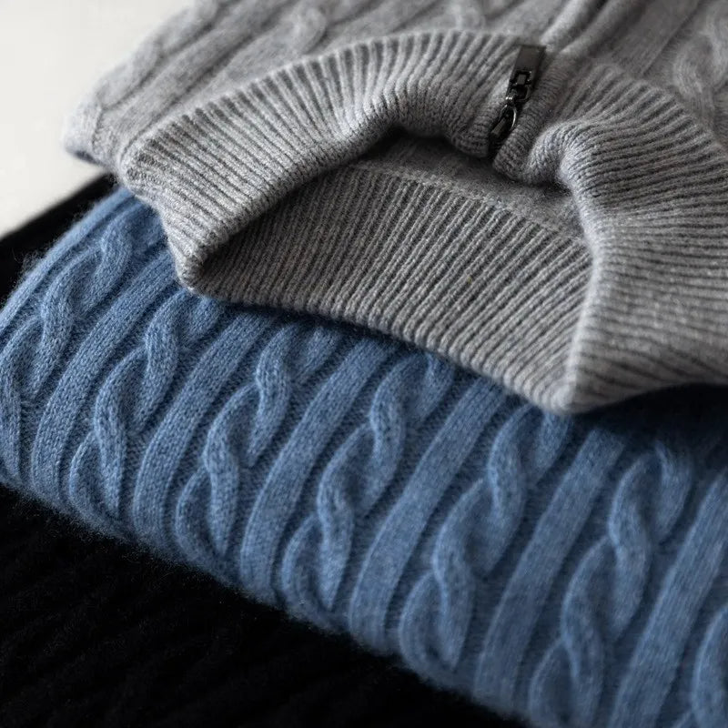 Cashmere Woven Half-Zip Pullover Real Old Money