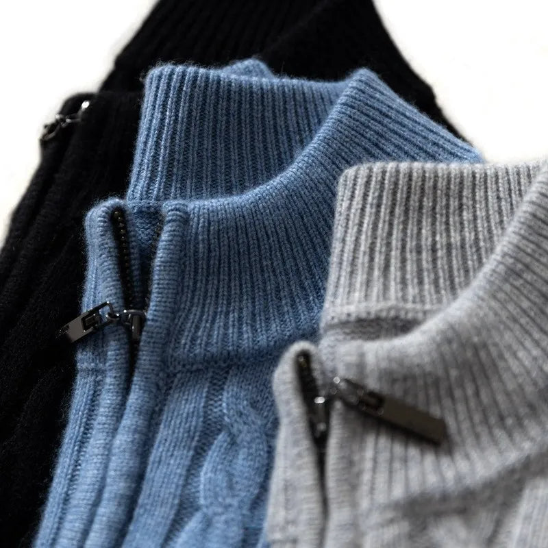 Cashmere Woven Half-Zip Pullover Real Old Money