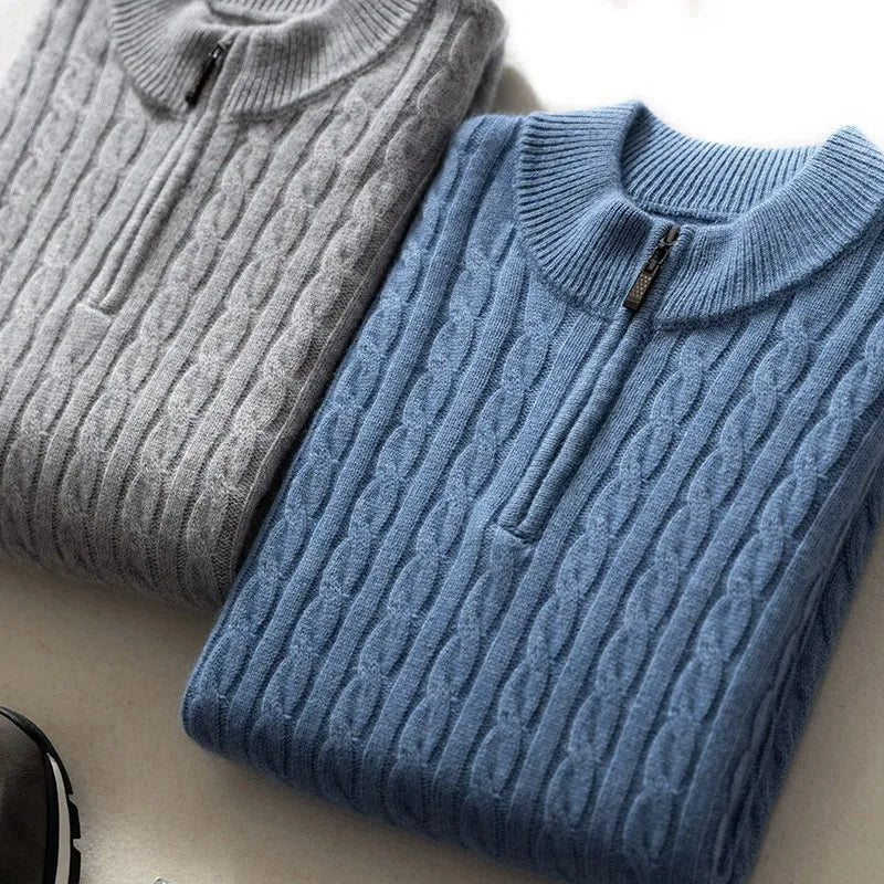 Cashmere Woven Half-Zip Pullover Real Old Money