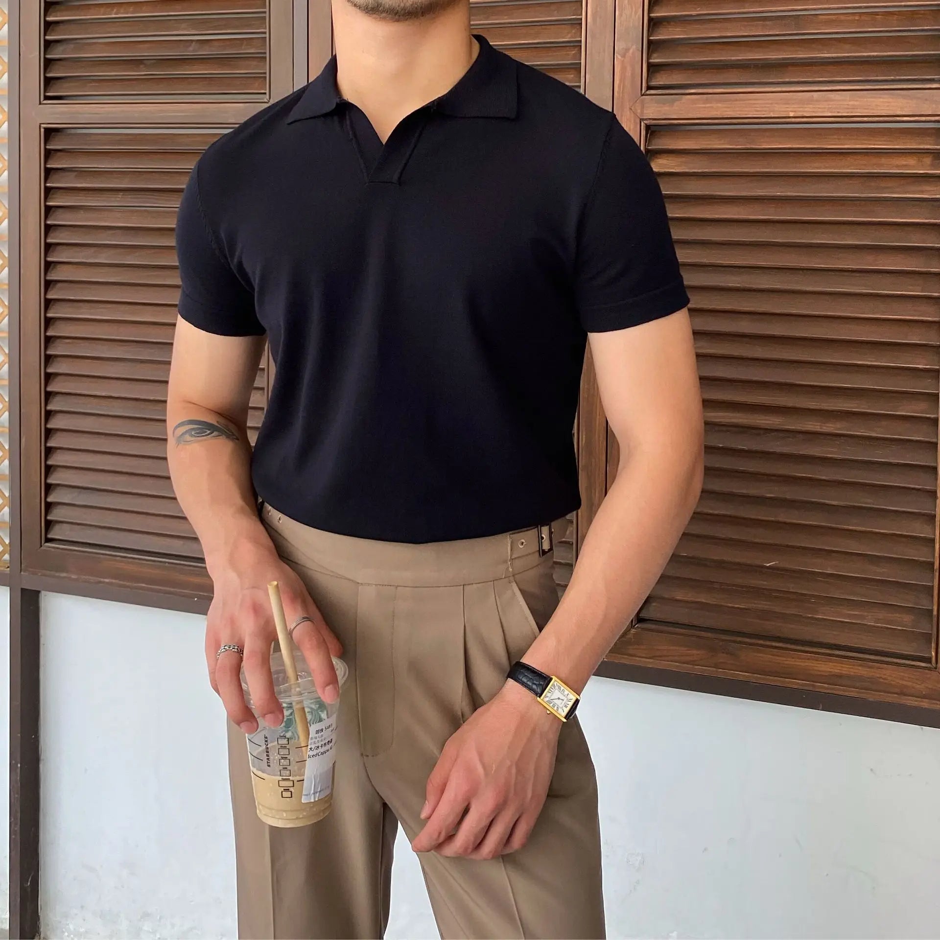 Casual Knit Polo Shirt Real Old Money