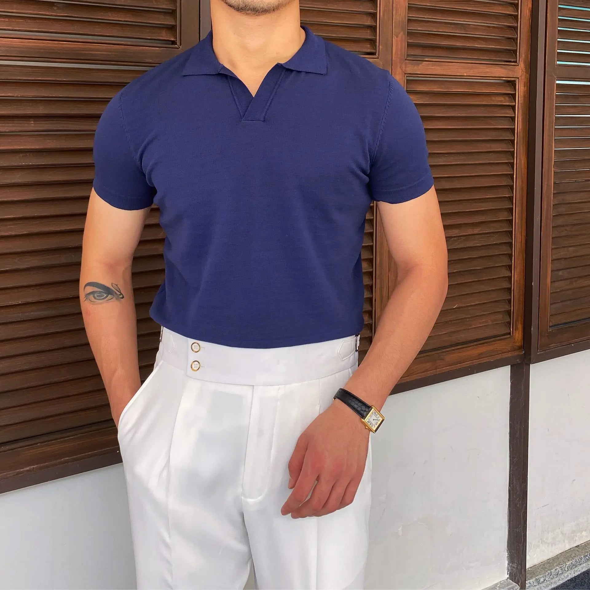 Casual Knit Polo Shirt Real Old Money
