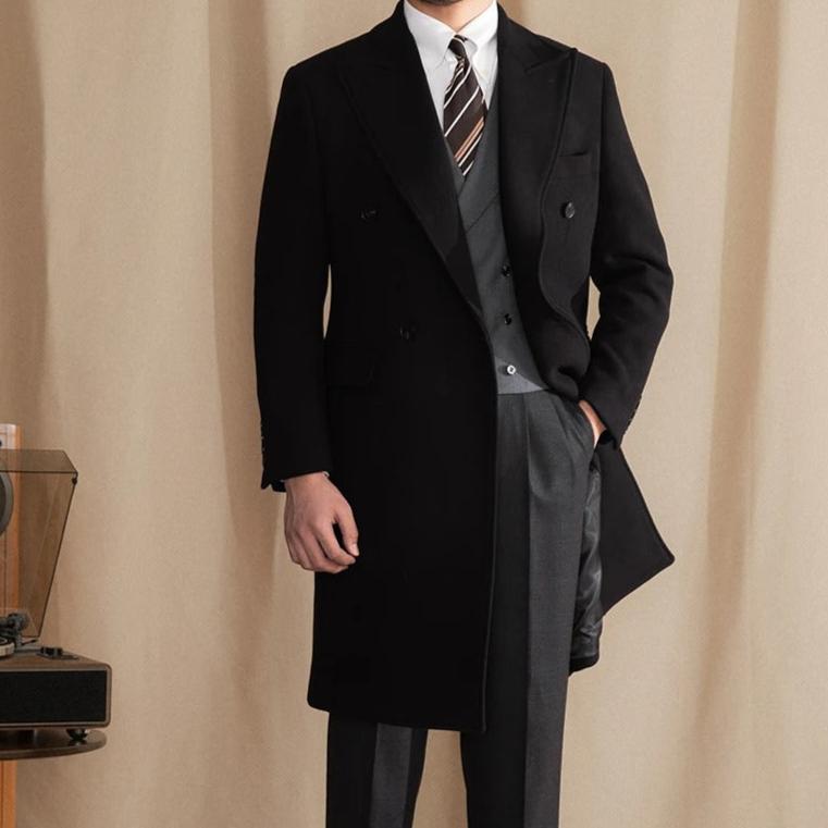 Classic Double-Breasted Wool Overcoat