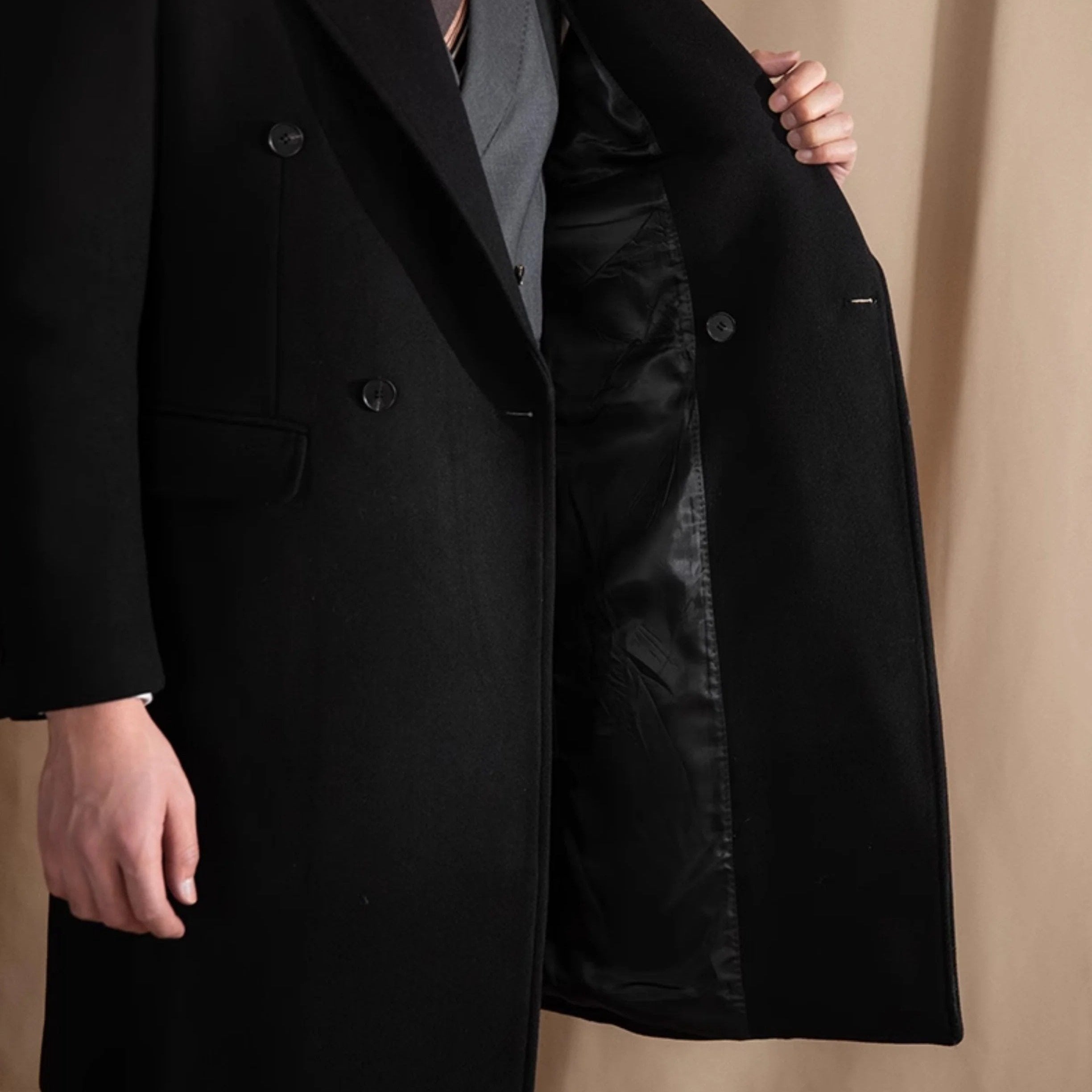Classic Double-Breasted Wool Overcoat Real Old Money