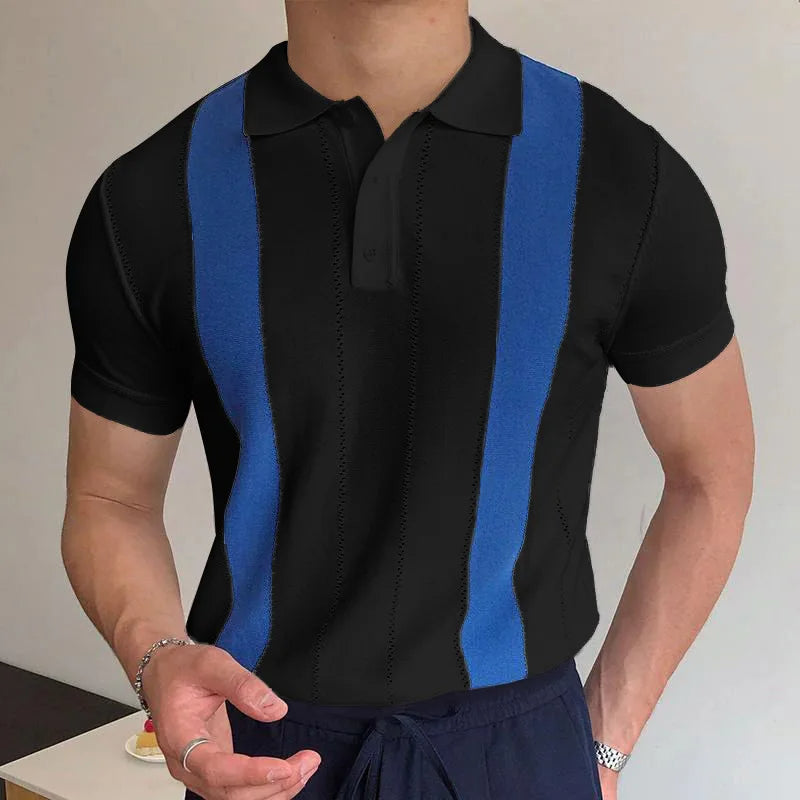 Contrast Trim Button-Up Knit Polo Real Old Money