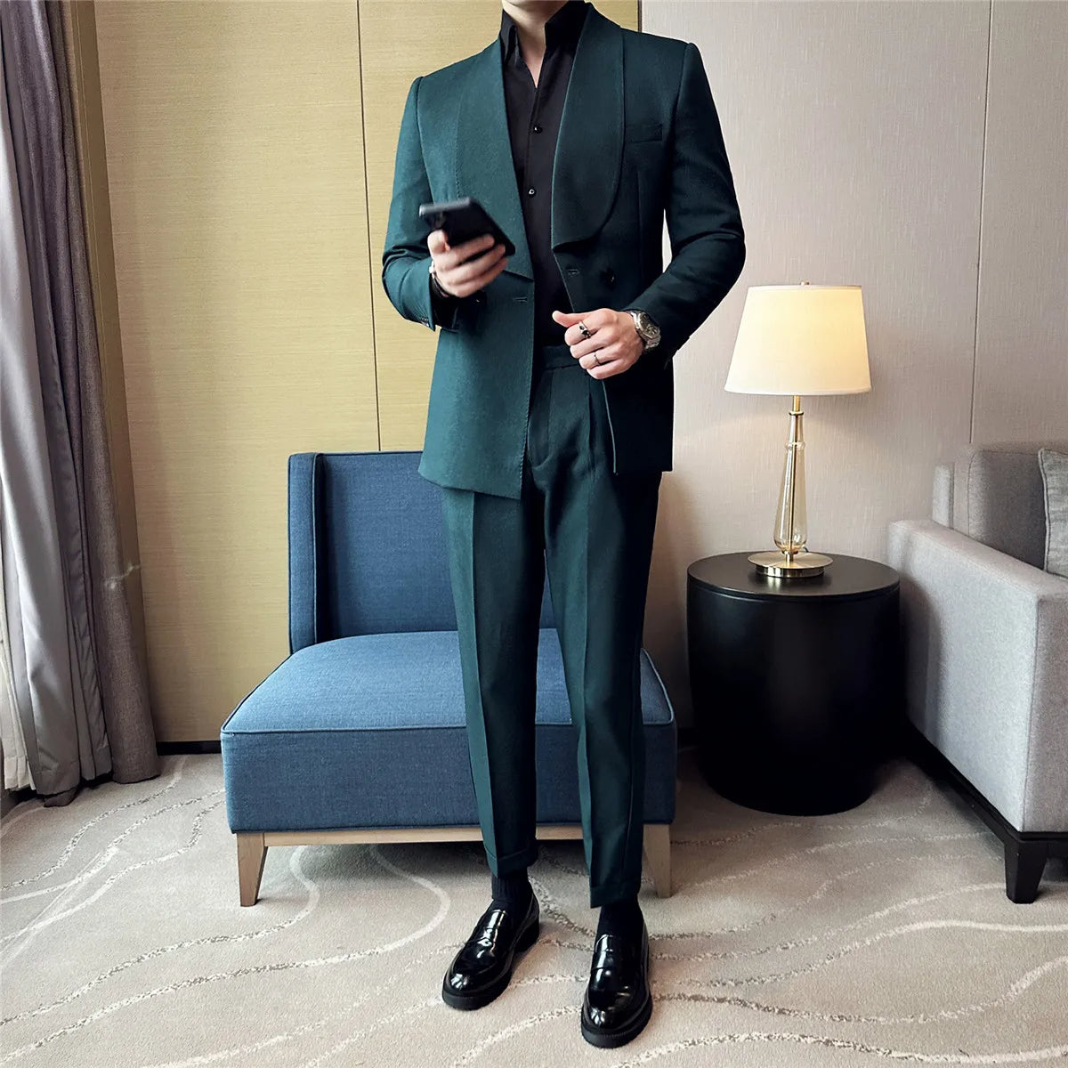 Double-Breasted Tuxedo Suit Real Old Money