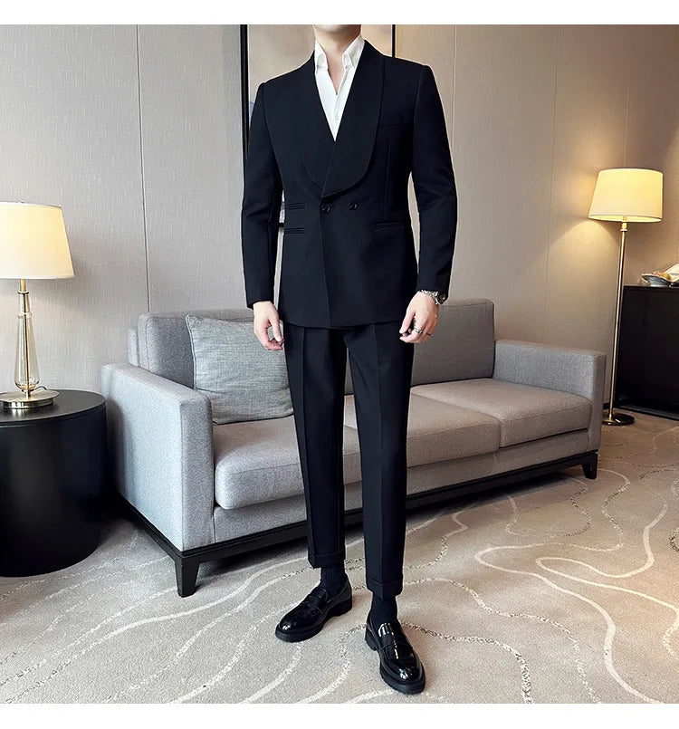 Double-Breasted Tuxedo Suit Real Old Money