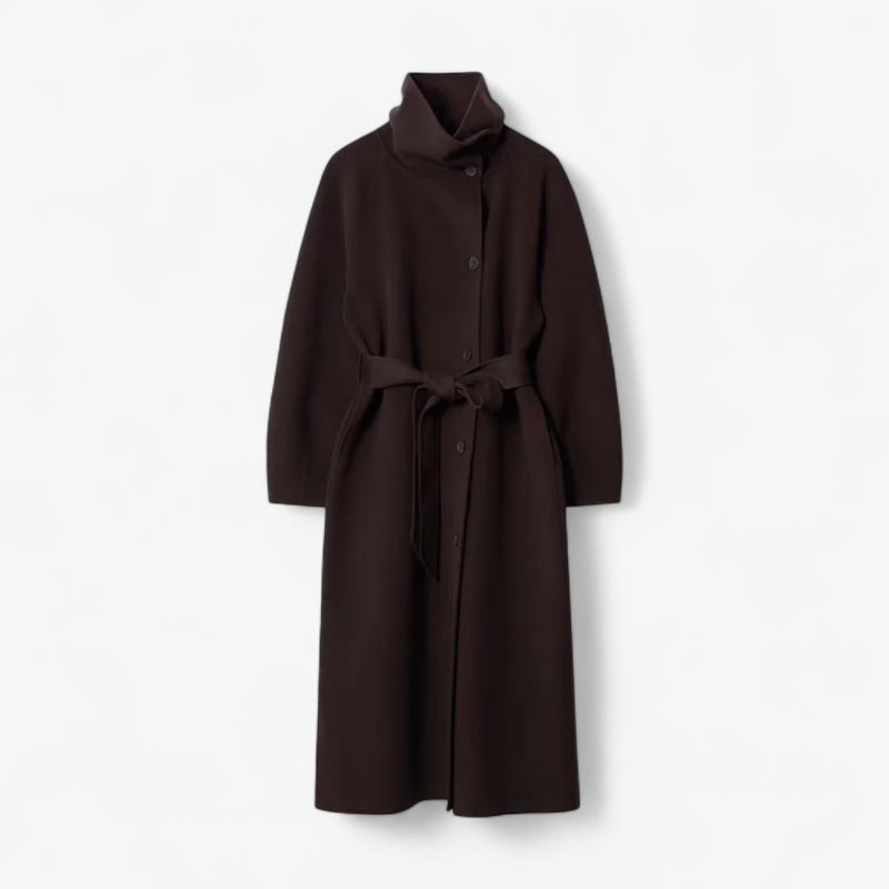 Double-Breasted Wool Belted Overcoat Old Money