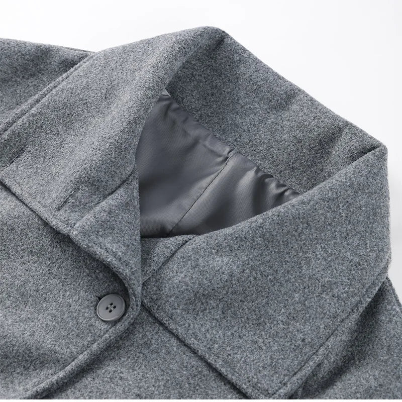 Double-Breasted Wool Belted Overcoat Old Money