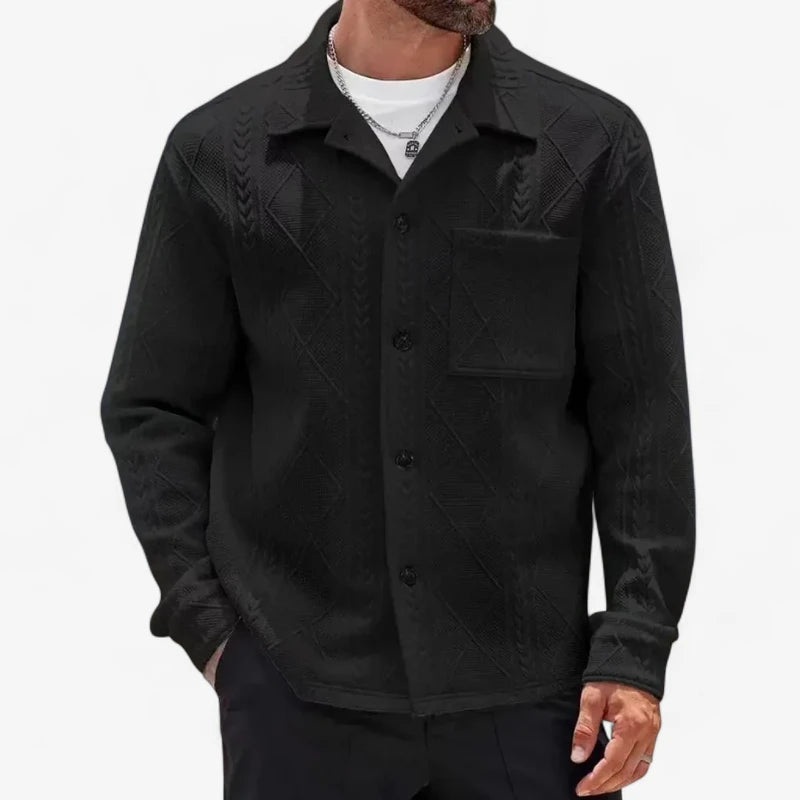 Jacquard Textured Button-Up Jacket Real Old Money