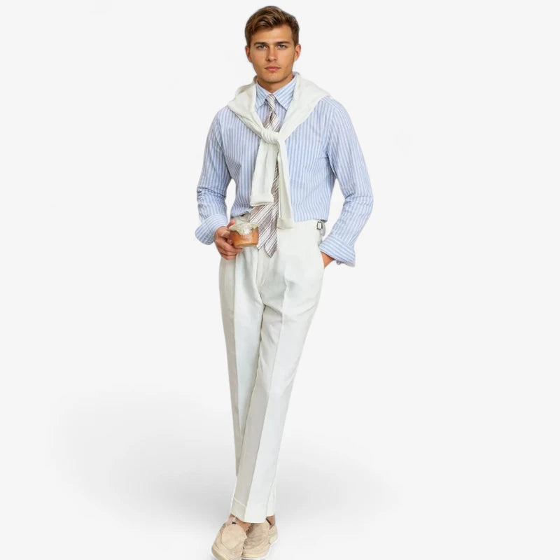 Linen Blue Dress Shirt Real Old Money