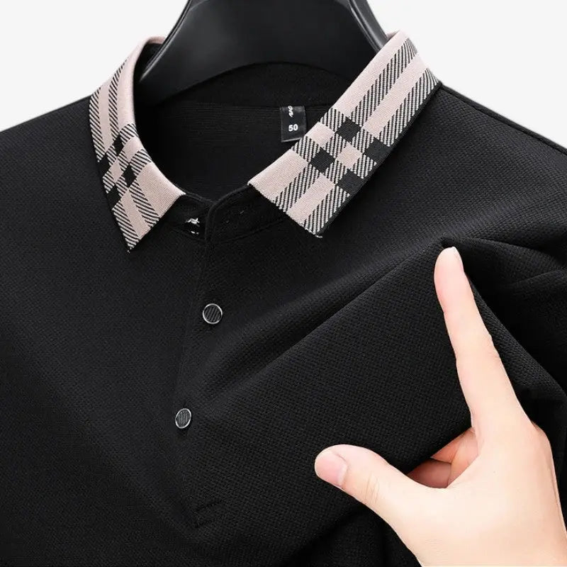 Long-Sleeve Contrast Collar Polo Real Old Money