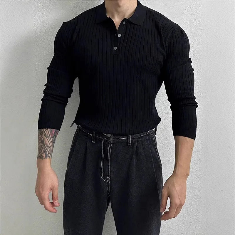 Men’s Knit Long Sleeve Polo Real Old Money