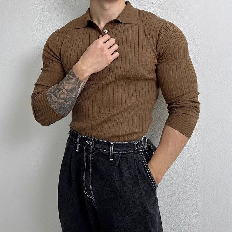 Men’s Knit Long Sleeve Polo Real Old Money
