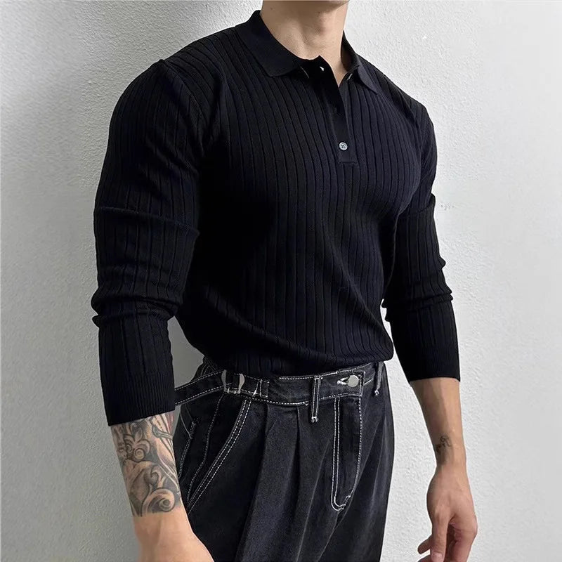 Men’s Knit Long Sleeve Polo Real Old Money
