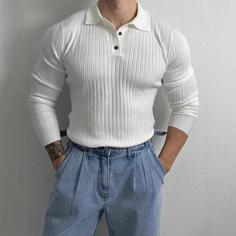 Men’s Knit Long Sleeve Polo Real Old Money