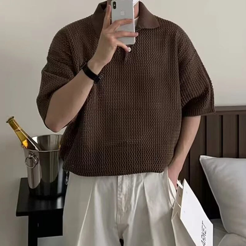 Old Money Mesh Knit Polo Real Old Money