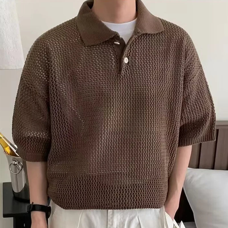 Old Money Mesh Knit Polo Real Old Money