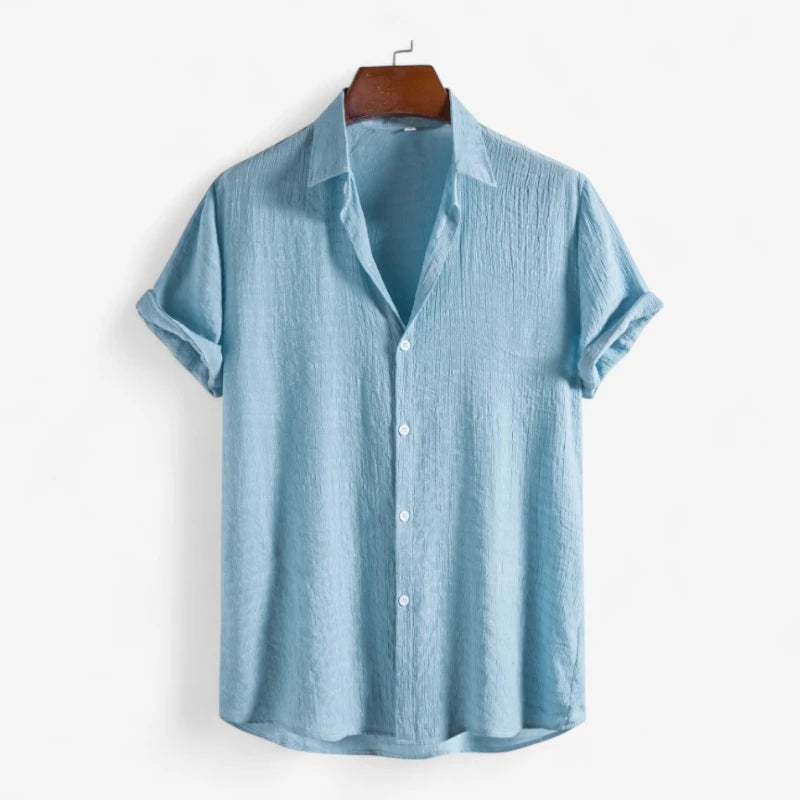 Old Money Short Sleeve Band Collar Shirt Real Old Money