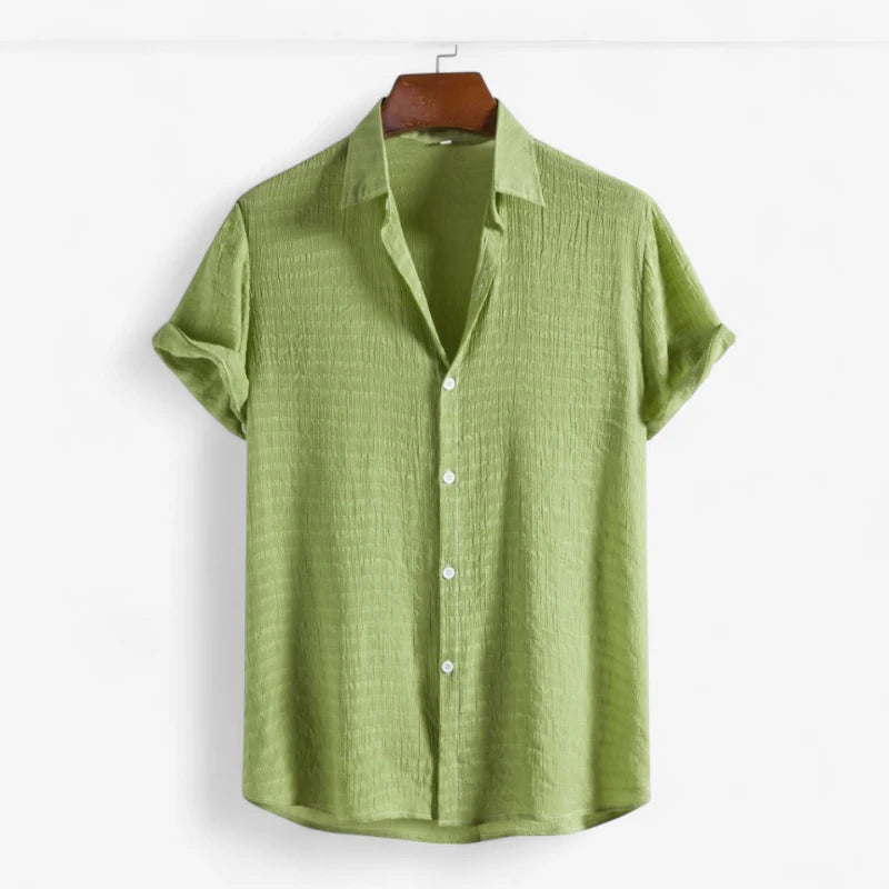 Old Money Short Sleeve Band Collar Shirt Real Old Money