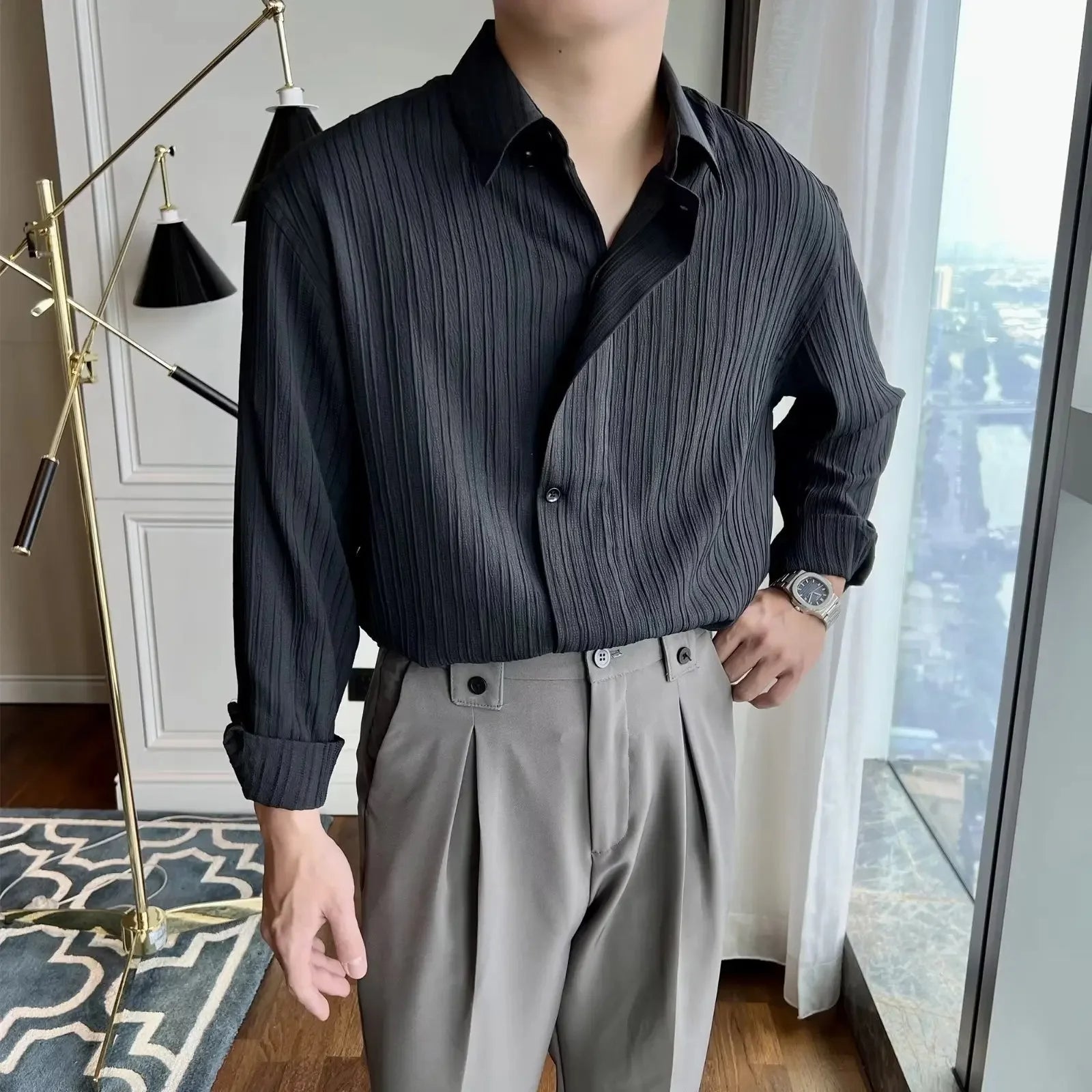 Old Money Textured Button-Up Shirt Real Old Money