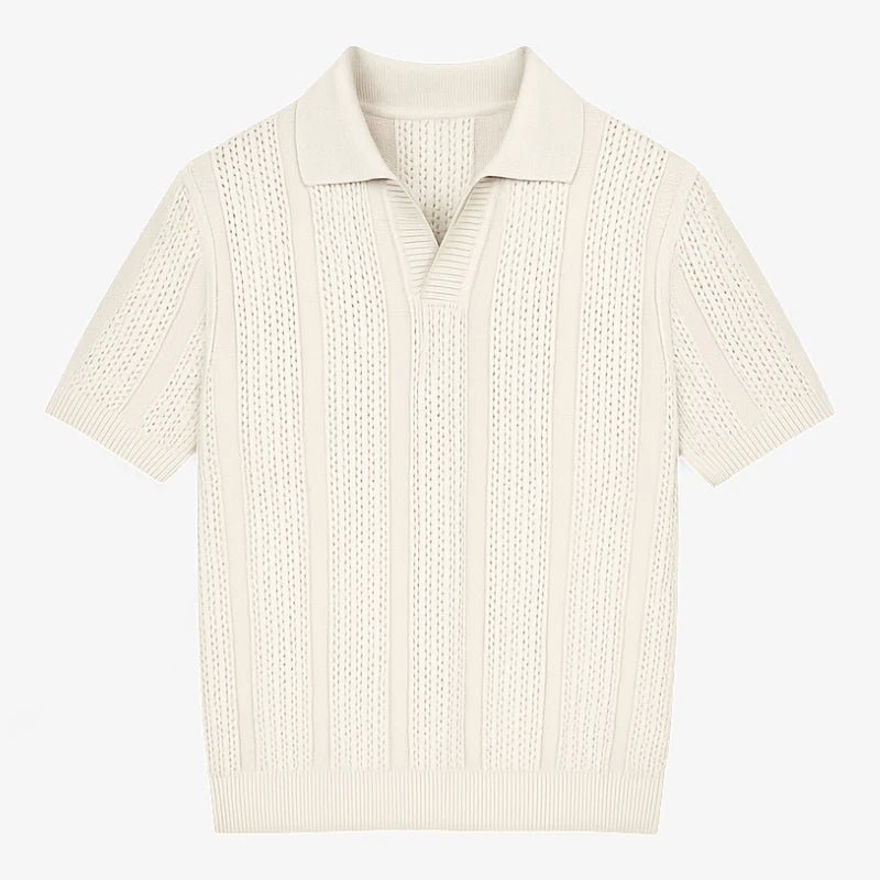 Open-Knit Casual Polo Shirt
