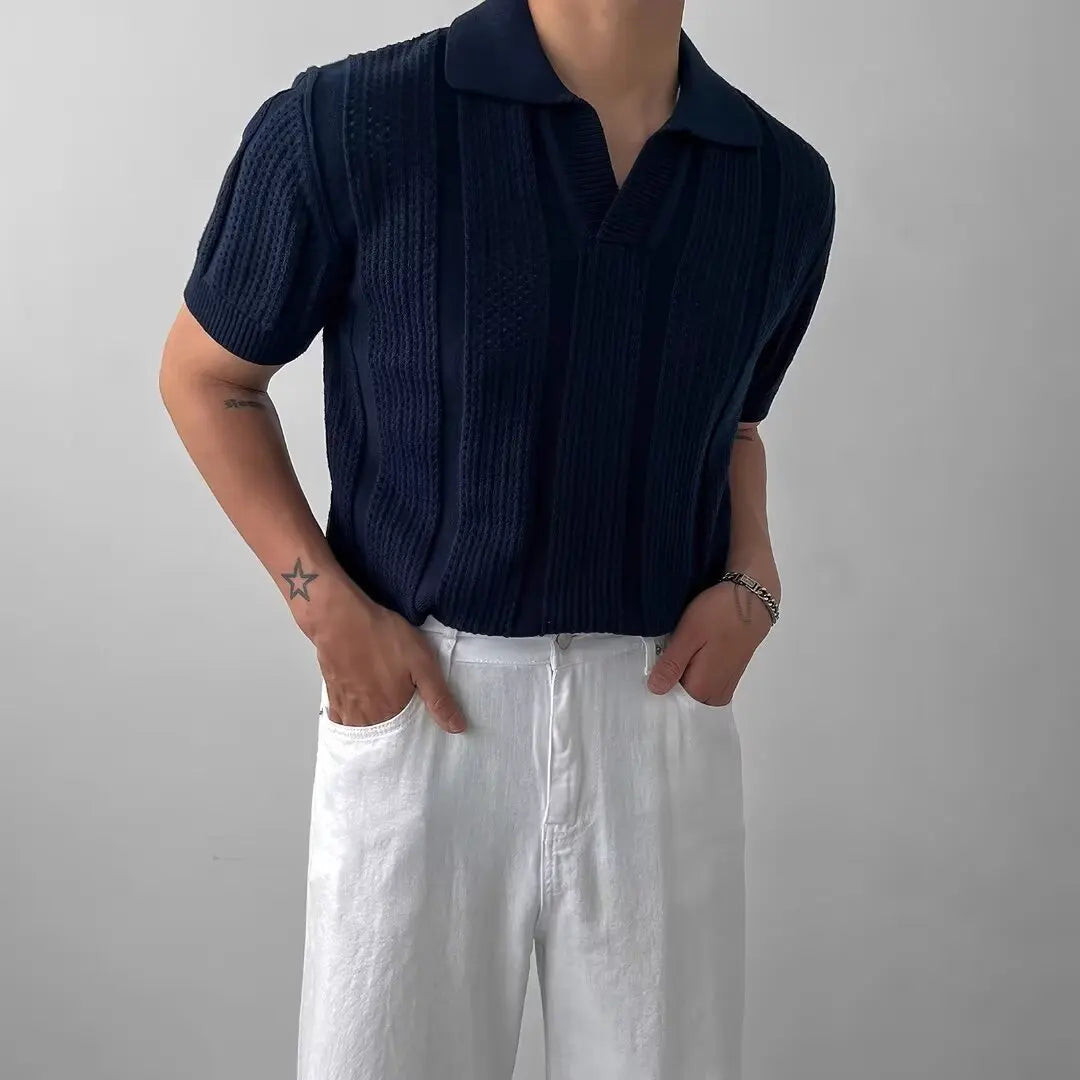 Open-Knit Casual Polo Shirt Real Old Money