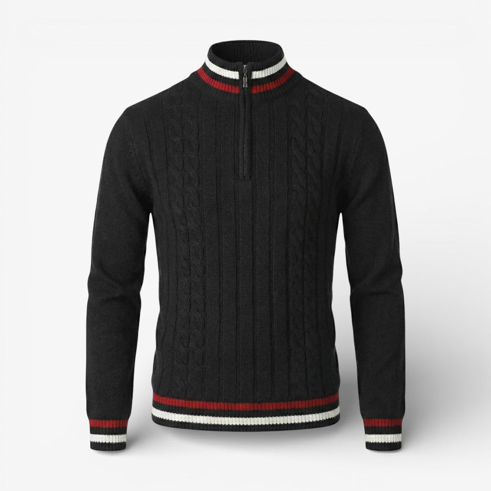 Quarter-Zip Knit Sweater Old Money