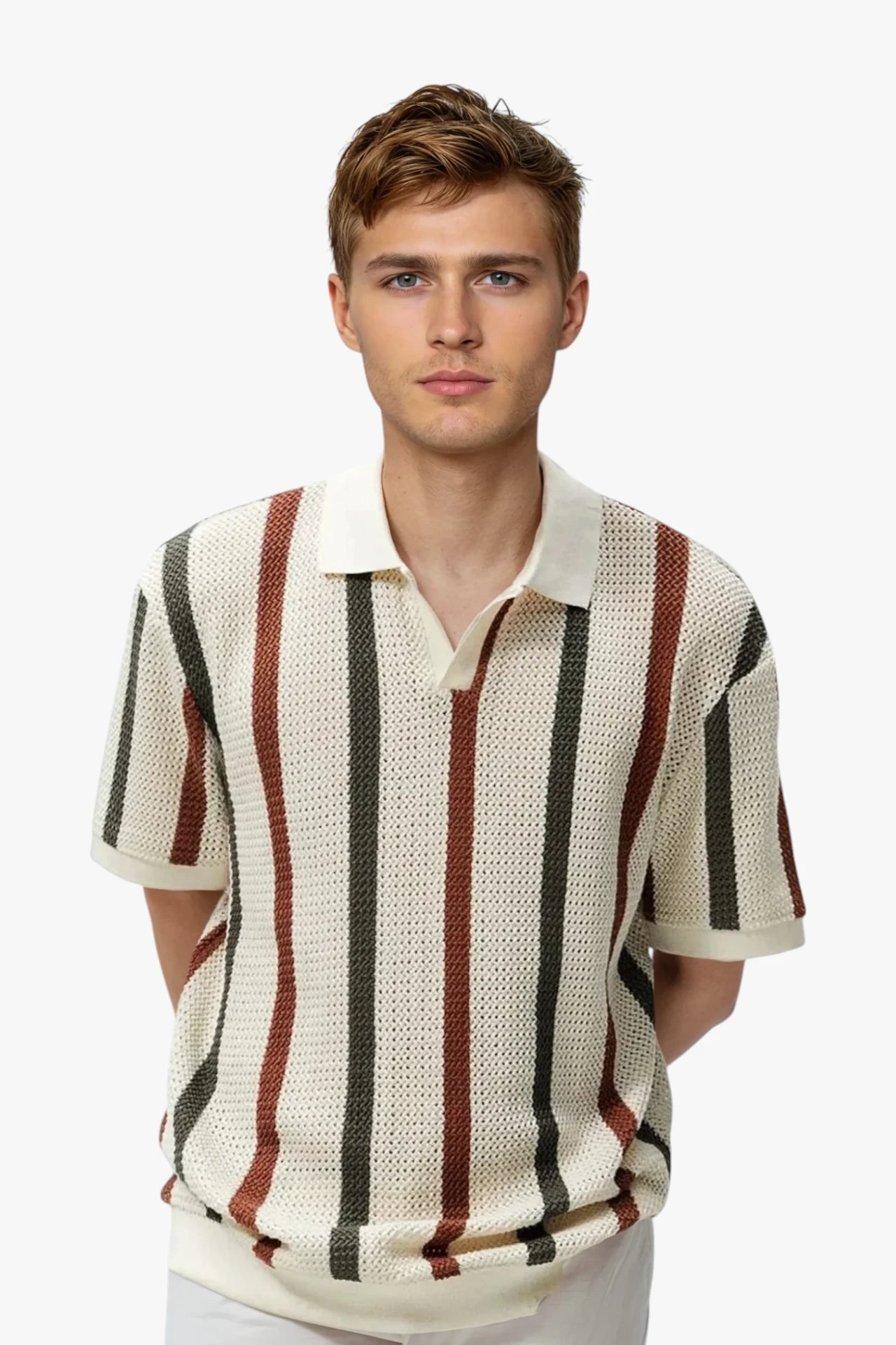 Retro Striped Knit Polo ROM