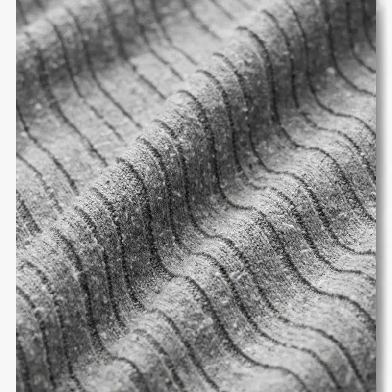 Ribbed Knit V-Neck Polo ROM