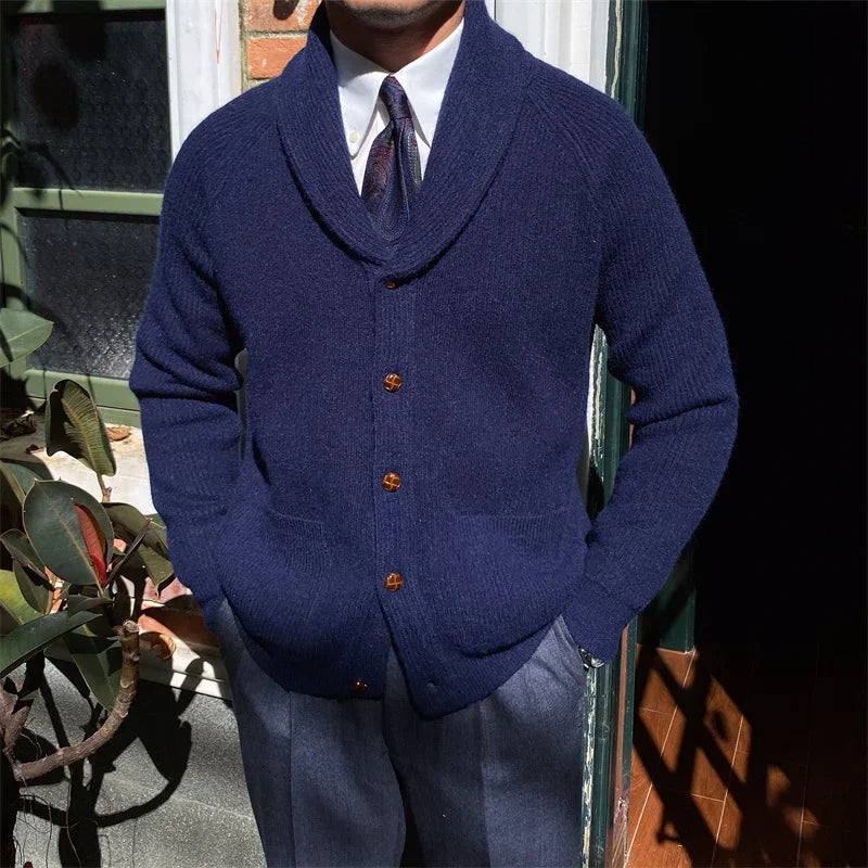 Shawl Collar Knit Cardigan Real Old Money