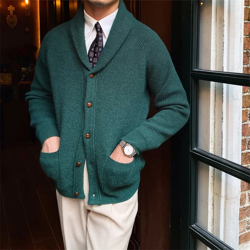 Shawl Collar Knit Cardigan Real Old Money