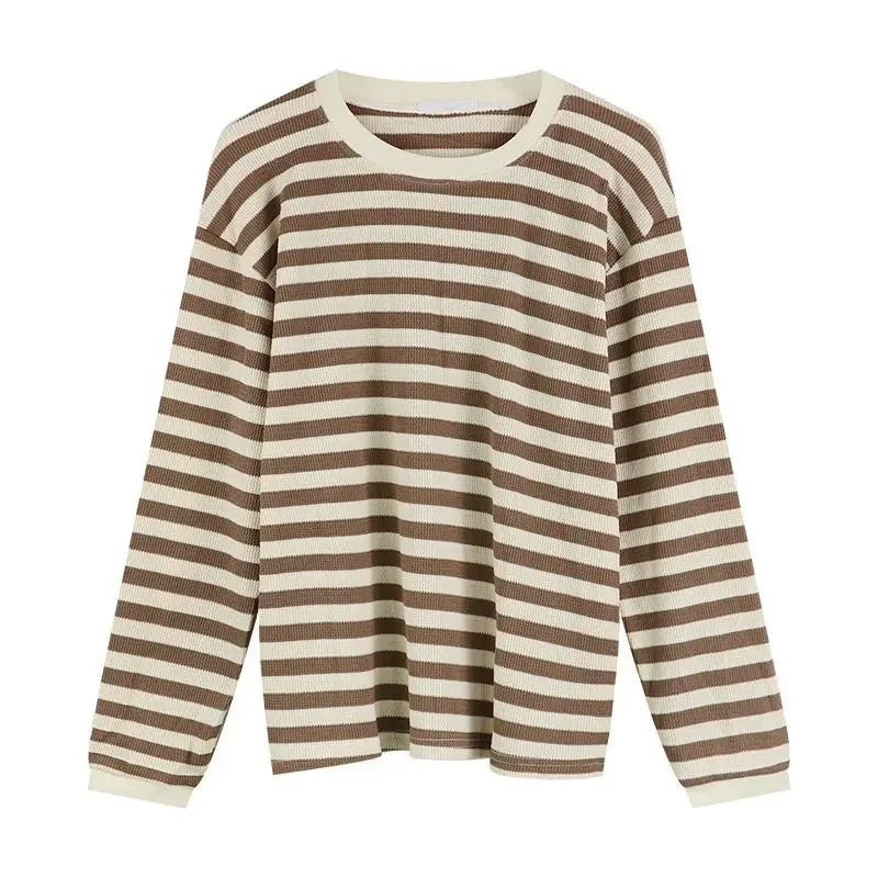 Striped Crew Neck Long Sleeve Top Real Old Money