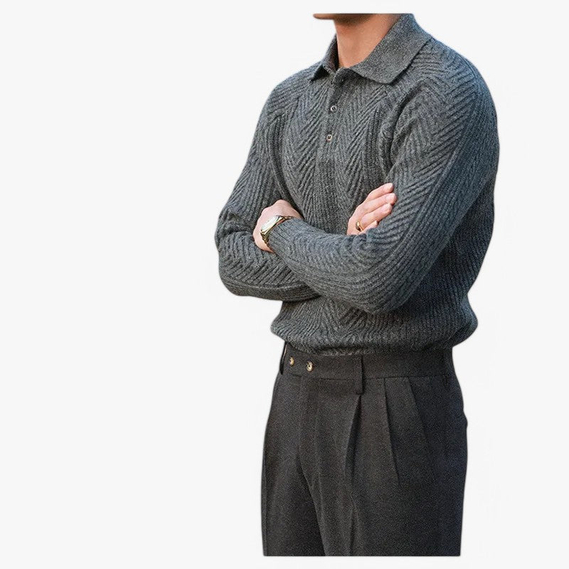 Textured Knitted Polo ROM
