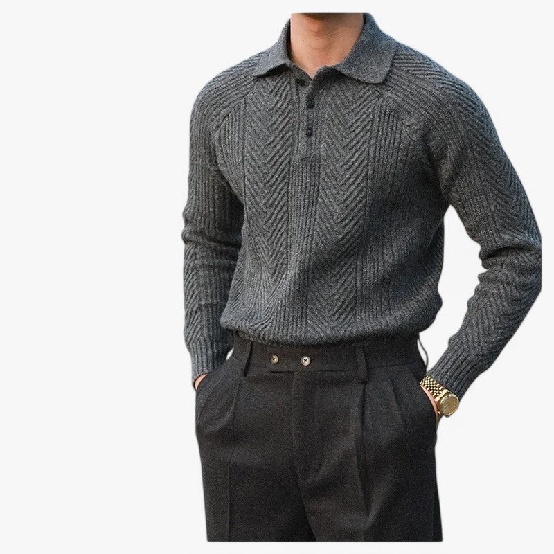 Textured Knitted Polo ROM