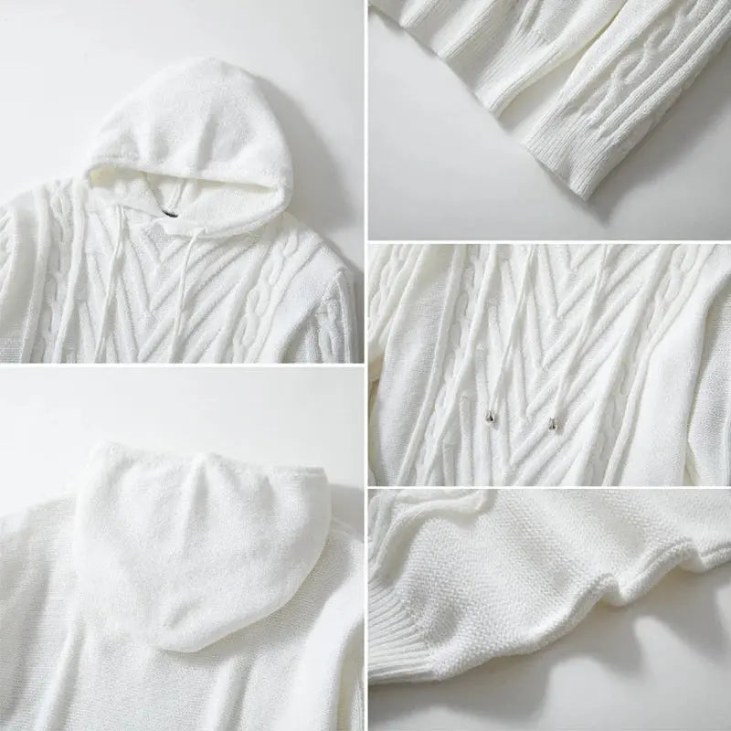 Vintage Drawstring Knit Hoodie