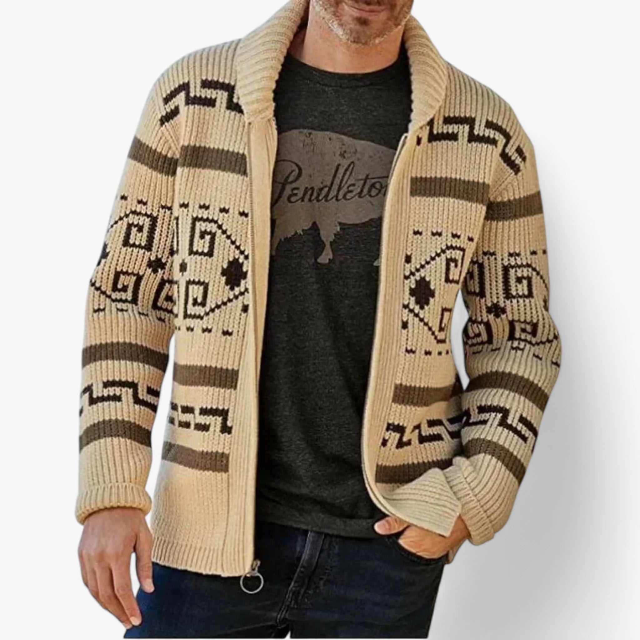 Vintage Geometric Knit Cardigan ROM