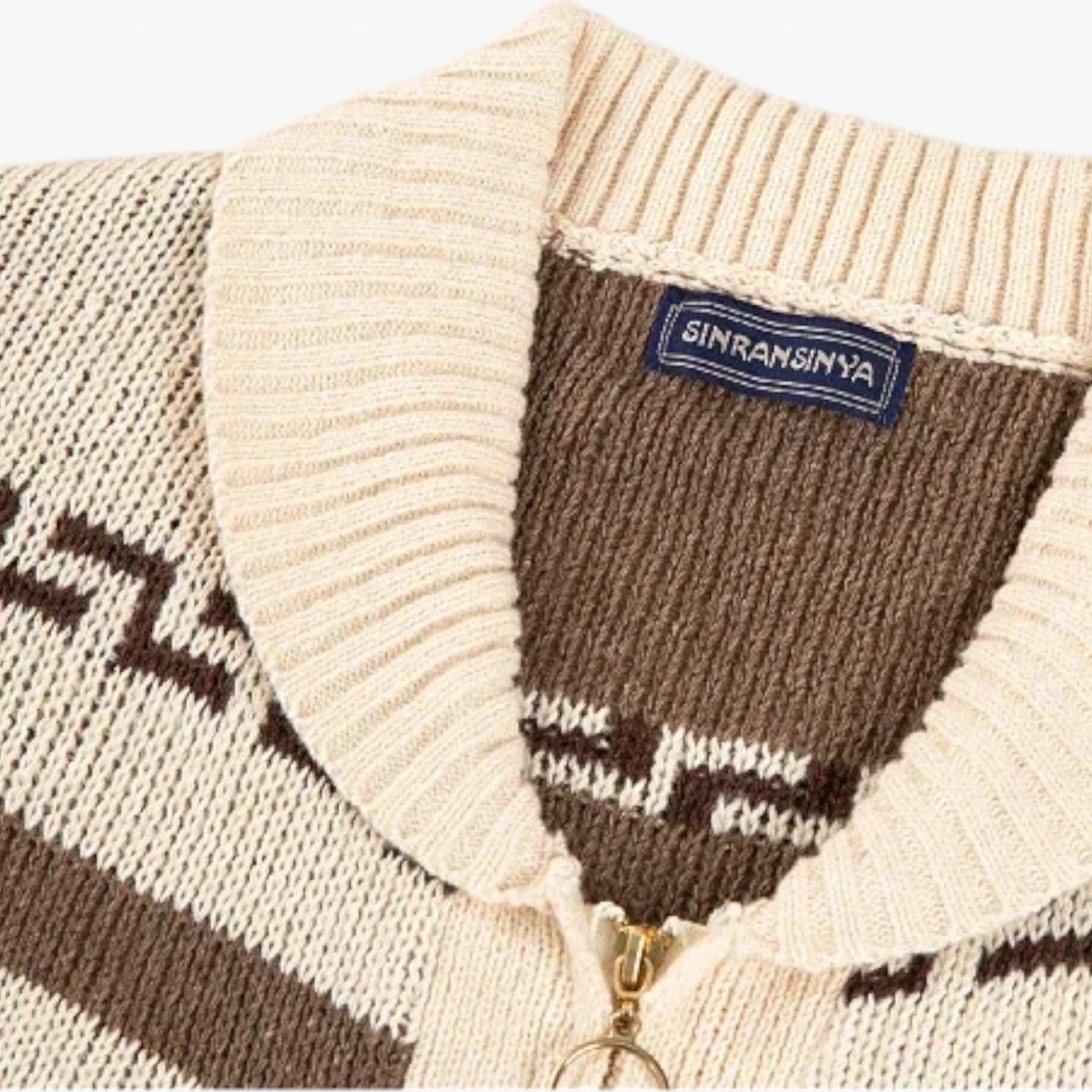 Vintage Geometric Knit Cardigan ROM