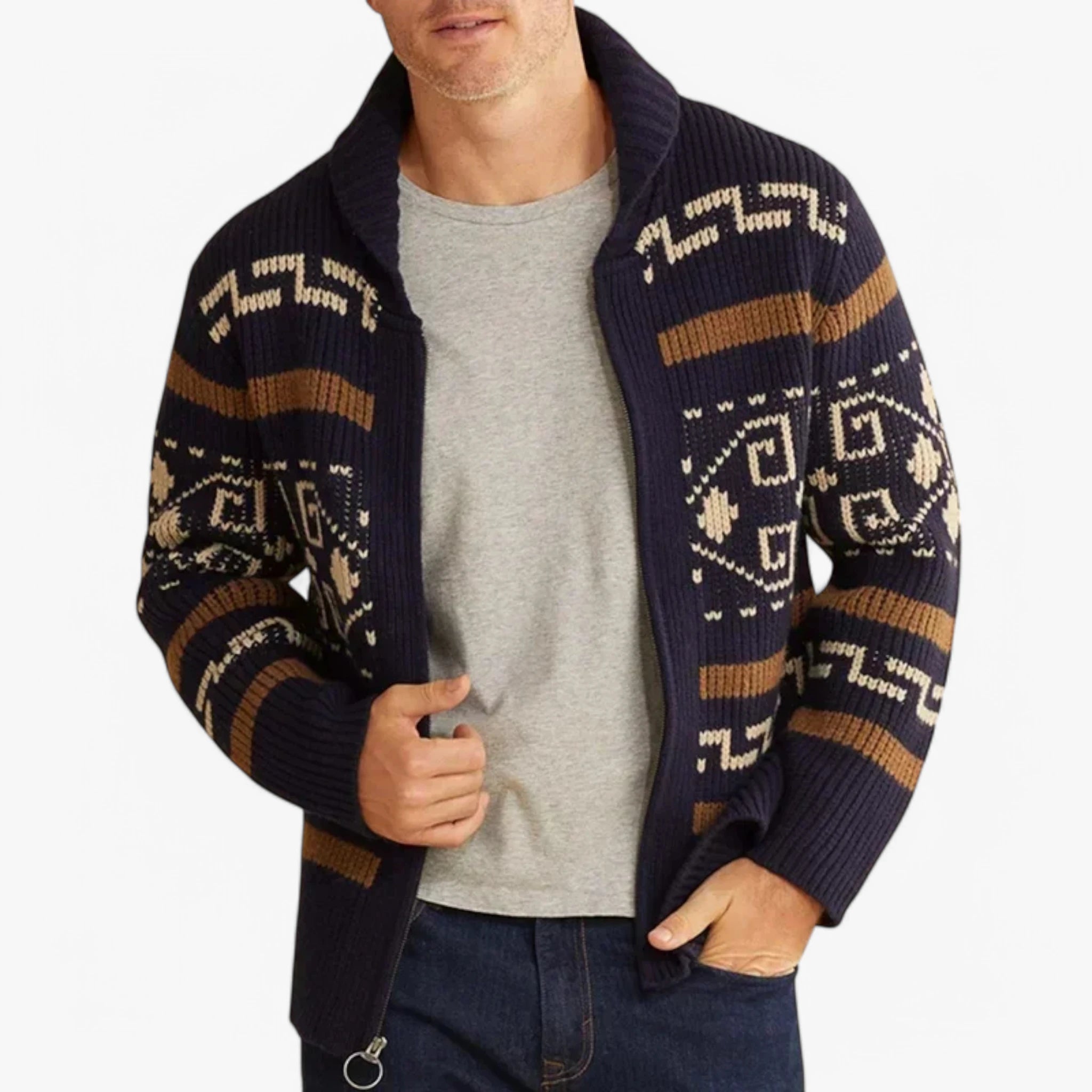 Vintage Geometric Knit Cardigan ROM