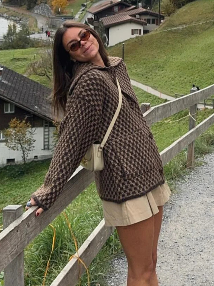 Argyle Knit Swing Jacket Old Money