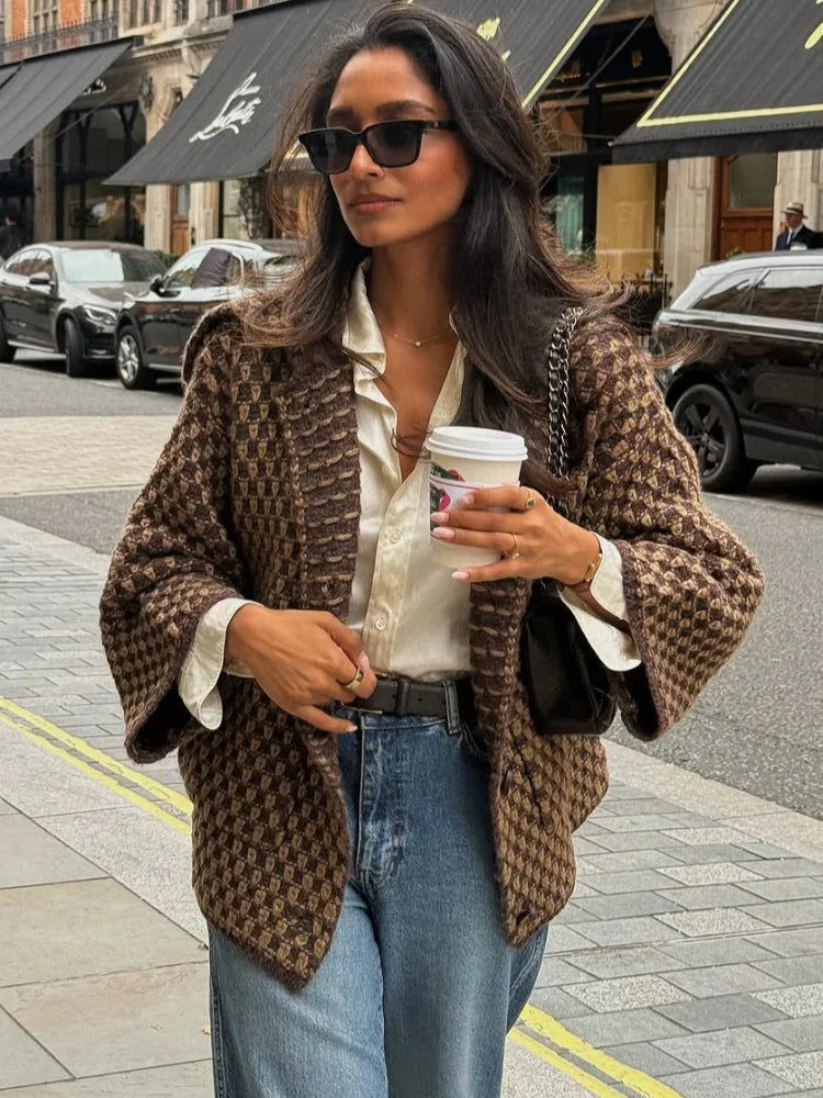 Argyle Knit Swing Jacket Old Money