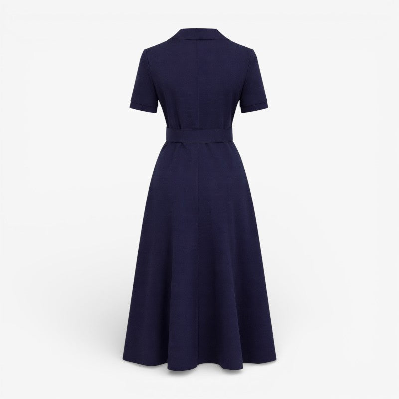 Belted Short-Sleeve Midi Dress Old Money