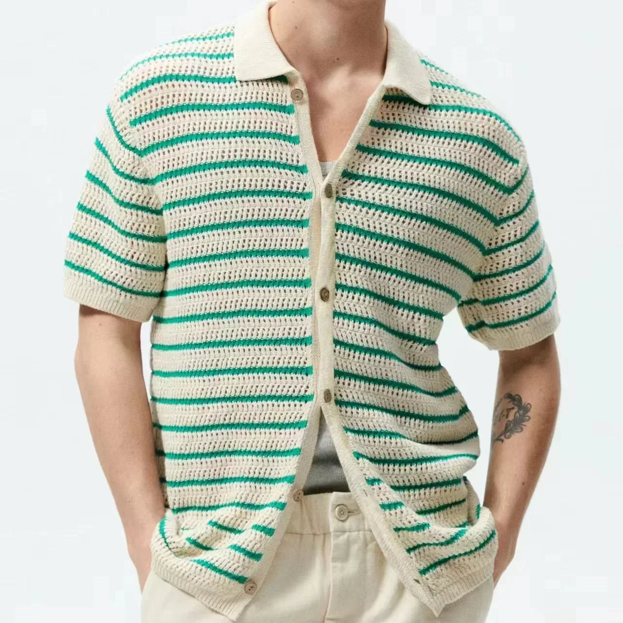 Breeze Knit Striped Polo Shirt Real Old Money