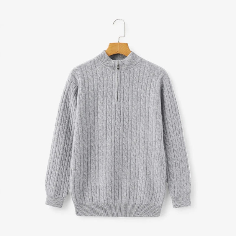Cashmere Woven Half-Zip Pullover