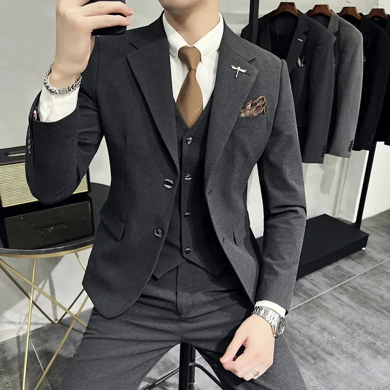 Charcoal 3-Piece Slim Fit Suit Real Old Money