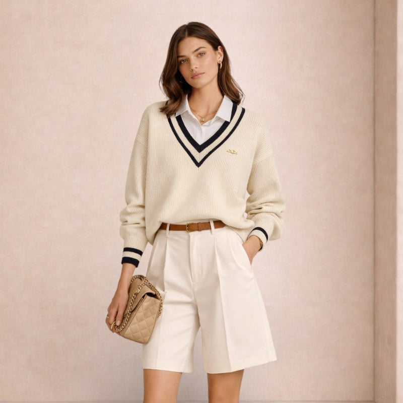 Classic V-Neck Knitted Sweater Old Money